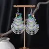 Pendientes Largos con Borlas de Imitación Plata Miao Estilo Étnico para Mujer, Mariposa Pavo Real Flor Pendientes Largos, Pendientes Estilo Bohemio para Fotografía de Viaje