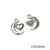Colgante de pentagrama lunar de aleación de plata antigua galvanizada, hecho a mano, pulsera de cuentas casera, accesorios para collar
