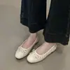 Sapatos Mary Jane com Laço de Bolinhas Franceses Femininos 2026 Outono Novo Bico Redondo Baixo Sola Macia Planos Respiráveis Sapatos Individuais