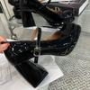 Altura Interior Zapatos de Mujer Brisa Nocturna Mary Jane Tacones Altos Mujer 2025 Primavera Nuevos Jk Tacón Grueso Zapatos Pequeños de Cuero Impermeables Plataforma Zapatos de Una Sola Capa