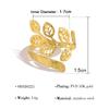 Anillo de Hoja con Circonita Arcoíris de Venta Caliente Transfronteriza para Mujer, Anillo Ajustable de Acero Inoxidable Chapado en Oro de 18K, Joyería de Estilo Francés al por Mayor
