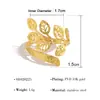 Anillo Geométrico Simple Hueco con Forma de Hoja, Anillo de Acero Inoxidable Versátil Prensado en Aceite 18K, No se Desvanece