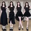Vestido de moda de talla grande con sentido del diseño, tres formas de usar, falda midi con cordón, vestido largo de línea A, cuello cuadrado, adelgazante de cintura, para mujer, verano, absolutamente hermoso