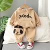 Traje de primavera y otoño para niño 2023, nuevo estilo, ropa para bebé, sudadera de manga larga con capucha de dibujos animados, dos piezas de moda