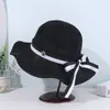 Novo Chapéu de Pescador com Laço de Fita Feminino de Tricô Vazado Respirável Chapéu de Sol Primavera Verão Outdoor Casual Chapéu de Sol