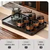 Juego de Té de Cristal, Lujo Ligero para Uso Doméstico, Tetera de Gama Alta para Sala de Estar, Juego Completo para Uso en Oficina, Mesa y Bandeja de Té Kung Fu