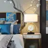 Sala de Estar Pós-moderna Estudo Escritório Metal Tecido Luminária de Mesa Novo Estilo Chinês Decoração Modelo de Quarto Designer