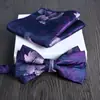 Lenço Quadrado Gravata Borboleta Conjunto de 2 Peças Grande Jacquard Formal Negócios Noivo Casamento Festivo Moda Tendência Novo Vinho Tinto