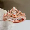 Anillo Corona de Reina Elegante Abierto Más Vendido Corona de Circón Micro-incrustado Anillo de Coronación Ocho Corazones Ocho Flechas