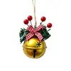 Sino de Natal Metal Fruta Vermelha Pinha Laço Corda de Cânhamo Pendente Decoração de Árvore de Natal Sino Floco de Neve Pingente