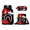 Mochila Escolar de Dibujos Animados Nuevo Tiburón Transfronteriza Bolso Cruzado para Niños Estuche de Lápices de Una Sola Capa para Niños Set de Tres Piezas Empezando por Una Pieza