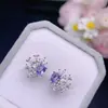 Aretes de Tachuela de Tanzanita Natural, Cuerpo Totalmente Puro Color Fuego Brillante Plata 925 Incrustación de Precisión Piedra Principal 4X5Mm
