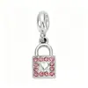 Pulsera Transfronteriza Colgante de Candado de Corazón Rosa Accesorios para Collar DIY Pulsera de Perlas con Corazón Femenino Colgante Hecho a Mano