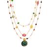 Collar de clavícula de diseño de piedra natural europea y americana para mujer, acero de titanio chapado en oro real de 18k, collar de malaquita con esmalte vidriado ins