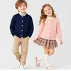 2026 Nuevo Suéter Cardigan de Punto Acanalado de Terciopelo Andy Europeo y Americano para Niños y Niñas Otoño/Invierno
