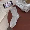 Meias Femininas Finas de Algodão Puro para Primavera e Verão, Meia até o Joelho, Sem Costura, Respiráveis, Brancas, Desenho Animado Fofo, Estilo Baggy, Estilo College Ins