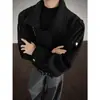 Abrigo de Lana Gris para Hombre, Chaqueta de Lana de Invierno Cleanfit Deconstruida de Gama Alta de Nicho, Estilo Corto Ceñido a la Cintura