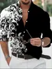 Camisa de Manga Larga de Moda Tendencia Estampado Digital 3D Nueva Primavera y Otoño Transfronteriza Aliexpress Fuente de Fábrica Estilo Coreano Corte Delgado