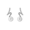 Pendientes de perlas en espiral para mujer, de nicho, ligeros, de lujo, estilo retro francés avanzado, ligeros, de lujo, con temperamento, personalidad exquisita, pendientes con clip para la oreja para mujer