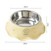 Tigela Única para Pet Padrão Ondulado Estilo Casa Proteção do Pescoço Antiderrapante Tigela Única para Gato Alimentação de Cachorro Alimentação de Água Tigela de Comida de Aço Inoxidável