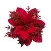 Polvo Dorado Flor de Navidad Decoraciones para Árbol de Navidad Accesorios Adornos Corona de Navidad Decoración Navideña Cabeza de Flor Flores Artificiales al por Mayor