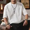 Camiseta de Verano 2025 para Hombre, Delgado, de Algodón con Textura, Bordada, de Manga Corta, Holgada, Tallas Grandes, Joven con Sobrepeso, Cuello Redondo, Top Moderno