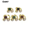 Anillo Ajustable para Mujer Mpr160 Color Piedra Preciosa Perla de Agua Dulce Natural Chapado en Oro de 18 Quilates, Venta Caliente de Exportación