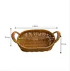 Cesta de Armazenamento de Rattan Sintético com Alça, Cesta de Armazenamento Móvel, Cesta de Lanches para Mesa Doméstica, Cesta de Frutas de Plástico, Lavável