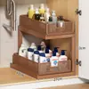 Organizador de Fregadero Extraíble Tocador de Baño Caja de Almacenamiento Debajo del Fregadero Múltiples Niveles Lavabo de Inodoro Cesta Desplegable Estante Escalonado