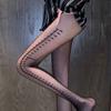 Medida Calcetines de Seda para Mujer Primavera y Otoño Sexy Ultradelgados Anti-enganche Seda Corte Arbitrario Medias Estampado de Regla Calcetines de Seda Negros
