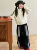 Conjunto Deportivo Casual para Niñas 2026 Otoño Nueva Moda Sudadera con Cuello Alto y Pantalones de Pierna Ancha Conjunto de Dos Piezas para Niños Mayores