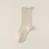 Calcetines de algodón puro de color liso para mujer, para primavera y otoño, hasta la pantorrilla, sin costuras, antibacterianos, de ajuste holgado, con borde enrollado, calcetines de maternidad, al por mayor