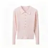 Otoño e Invierno Nuevo Estilo Cuello Polo Adelgazante Rejuvenecedor Suéter de Punto con Manga Larga Estilo Coreano Simple Favorecedor Suéter de Punto para Mujer