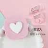 Estojo para Lentes de Contato Quadrado em Formato de Coração Colorido Macaron com Tampa Flip, Caixa de Armazenamento Portátil para Lentes de Contato com Espelho