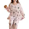Pijama de algodón nube de manga larga y pantalón largo para mujer, disponible en stock, nuevo estilo de otoño, estilo dulce de princesa de dibujos animados, se puede usar como ropa exterior, ropa de estar