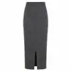 Saia de tricô cintura alta com fenda em estoque transfronteiriça para mulheres, vestido de tricô slim fit outono e inverno, saia de tricô cor sólida