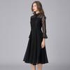 Vestido negro más grasa talla grande para mujer europeo y americano largo encaje calado suelto grande forma A falda 200 kg