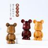 Rosewood escultura em madeira colar pingente saco pingente chaveiro bonito pequeno urso violento cadeia de telefone móvel acessórios diy