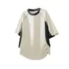 Camiseta de Hombre de Manga Corta Waffle Bloque de Color, Holgada Casual Estilo Japonés Marca de Moda Verano Nuevo Top de Cuello Redondo