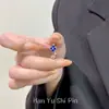 Anillo de Flor Azul Brillante con Pedrería Verano Estilo Coreano para Mujer Lujo Ligero Temperamento Dulce Personalidad Anillo para Dedo de Uso Diario Anillo para Dedo Índice