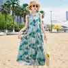 Novo vestido de algodão e seda para mulheres, estilo francês de verão, vestido longo de alta qualidade para férias na praia à beira-mar, elegante vestido regata sem mangas