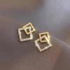 Pendientes de Metal Geométricos Retro con Aguja de Plata S925 para Mujer, Diseño de Nicho, Pendientes de Alta Gama, Lujo Accesible, Pendientes Atmosféricos al Mayoreo