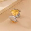 RS0024 Anillo de moda europea y americana de acero inoxidable con temática oceánica estilo playa de verano para mujer, anillo abierto ajustable popular