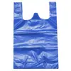 Bolsa de plástico azul engrosada tamaño grande bolsa de compras precio al por mayor estilo camiseta hecha a medida para vender verduras bolsa conveniente encontrar fábrica