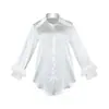 Camisola de Cetim Estilo Boyfriend Comprimento Médio Gola Cardigan Roupa de Dormir Sexy Estilo Puro Desejo 531 Verão