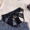 Quando o Sino Toca, o Desejo Puro Aparece ~ Renda Francesa Lingerie, Luxo Acessível Sexy Recortada de Cintura Baixa Tanga Aberta para Mulheres