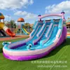 Pequeño Parque de Atracciones para Padres e Hijos Castillo con Piscina, Tobogán Acuático Inflable para Exteriores Hecho de Tela Oxford para Adultos y Niños