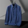 Outono e inverno Novo plus size camisa escovada de manga comprida dos homens gordos negócios casual camisa xadrez tingida de fios plus size