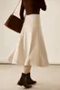 Saia Midi Midi A-line de Outono e Inverno Vintage Chic Resistente Oito Painéis Sob Medida Cintura Elástica Acetato Lã Quatro Cores