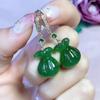 Aretes de Alambre para Oreja de Bolsa de Dinero de Jaspe de Jade Hetian Natural Oro Rosa Verde Espinaca Aretes de Huevo Gancho para Oreja Ventas Directas de Fábrica Plata